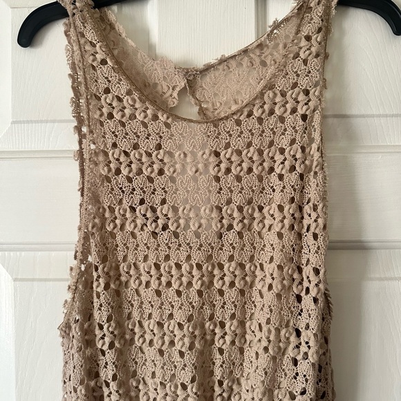 Free People tan tank crochet dress, size small - Picture 3 of 6
